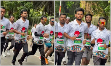 গণঅভ্যুত্থান দিবসে প্রতীকী ম্যারাথন, দৌড়ালেন উপদেষ্টা আসিফ মাহমুদ