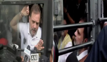 আটকের সময় নেতাকর্মীদের রাহুল বললেন, “এটা সংবিধান বাঁচানোর লড়াই”