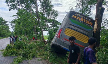 গোপালগঞ্জে যাত্রীবাহী বাস খাদে পড়ে আহত ২০