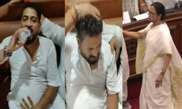 বিধানসভা থেকে টেনেহিঁচড়ে বের করা হলো বিজেপি নেতাকে