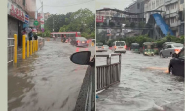 রাতভর বৃষ্টিতে ঢাকার সড়কে জলাবদ্ধতা, ভোগান্তিতে নগরবাসী
