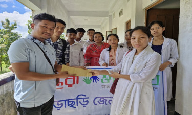মেধাবী শিক্ষার্থী উক্রাচিং মারমাকে ভর্তিতে সহায়তা দিল বসুন্ধরা শুভসংঘ