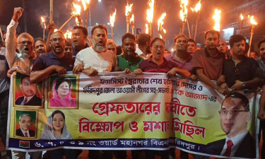 ফরিদপুরে এ কে আজাদের গ্রেপ্তারের দাবিতে বিএনপির মশাল মিছিল
