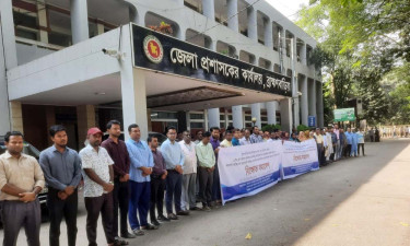 ব্রাহ্মণবাড়িয়ায় সরকারি কর্মচারীদের ওপর হামলার প্রতিবাদে বিক্ষোভ