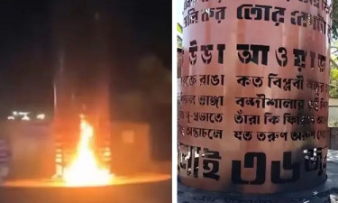 জুলাই শহীদ স্মৃতিস্তম্ভে দুর্বৃত্তদের আগুন, ভিডিও ভাইরাল